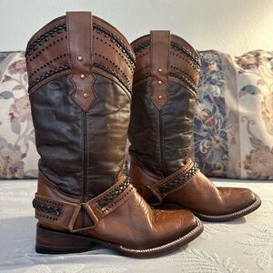 Quincy Brown Leather Cowboy Boots